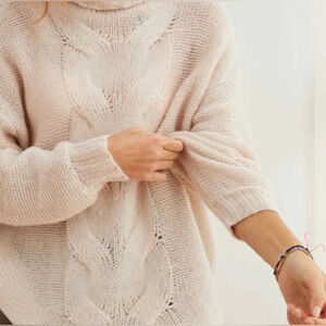 Aerie Cream Soft Chunky Knit Oversized Pullover Sweater Xsmall Women’s